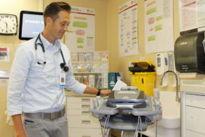Dr. Tyler Laycock (above) explains the importance of the xxxxxxx ultrasound in emergency medical situation.